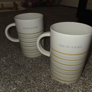 Striped Ceramic Mugs - Set of 2